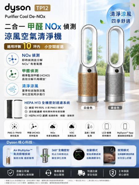 圖片 dyson 戴森 Purifier Cool De-NOx 甲醛NOx偵測涼風空氣清淨機 TP12 