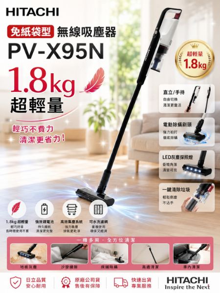 圖片 HITACHI 日立 免紙袋型無線吸塵器(PVX95N)