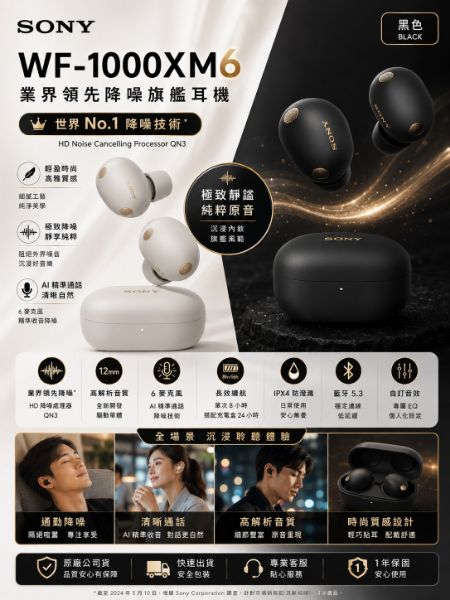 圖片 SONY 索尼WF-1000XM6 旗艦真無線藍牙耳機