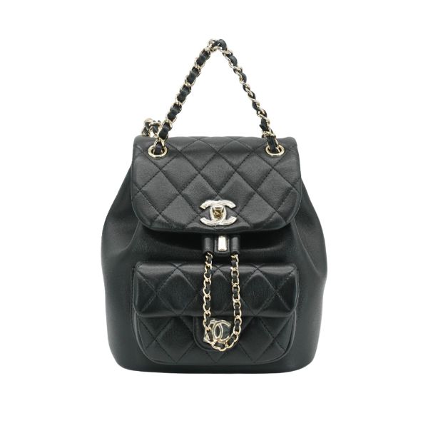 圖片 Chanel 展示品 Duma 菱格羊皮淡金釦後背包(AS2908-黑)