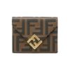 圖片 Fendi FF Diamonds Logo 浮雕牛皮金釦三折零錢短夾(8M0480-棕)