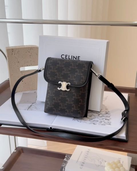 圖片 【CELINE】凱旋門直式印花手拿包 深老花