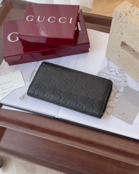 圖片 【GUCCI】IMPRINT 拉鏈長夾 黑色壓紋老花