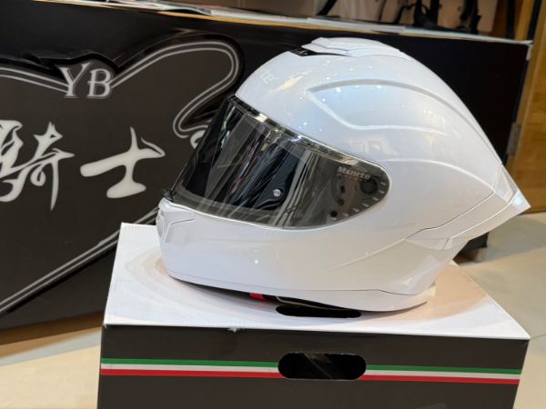 圖片 Mxnrte 邁星特 M611 素色 珍珠白 贈電鍍片 全罩 安全帽 插扣 公司貨