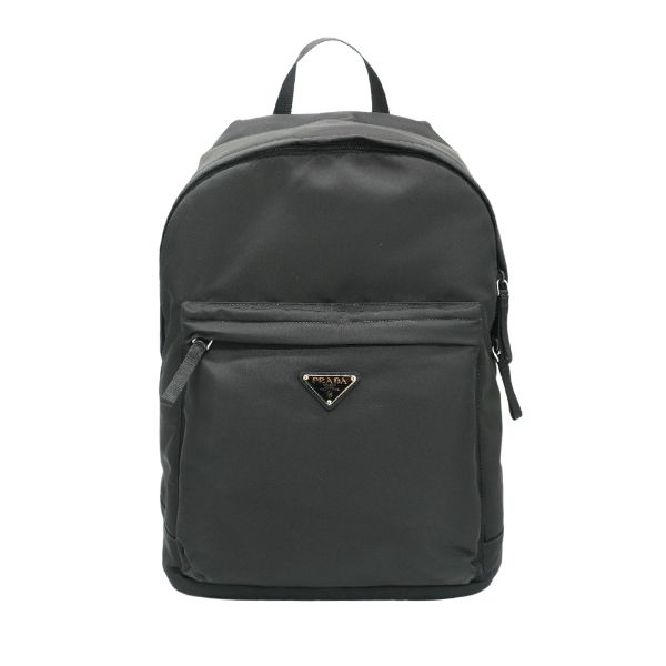圖片 Prada 再生尼龍銀三角logo拉鍊雙肩後背包(2VZ034-黑)