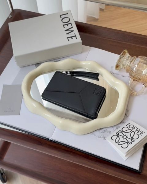 圖片 【LOEWE】PUZZLE L型拉鍊零錢卡包 黑色