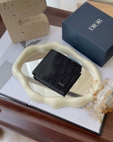 圖片 【DIOR】SADDLE 對折零錢短夾 黑色老花