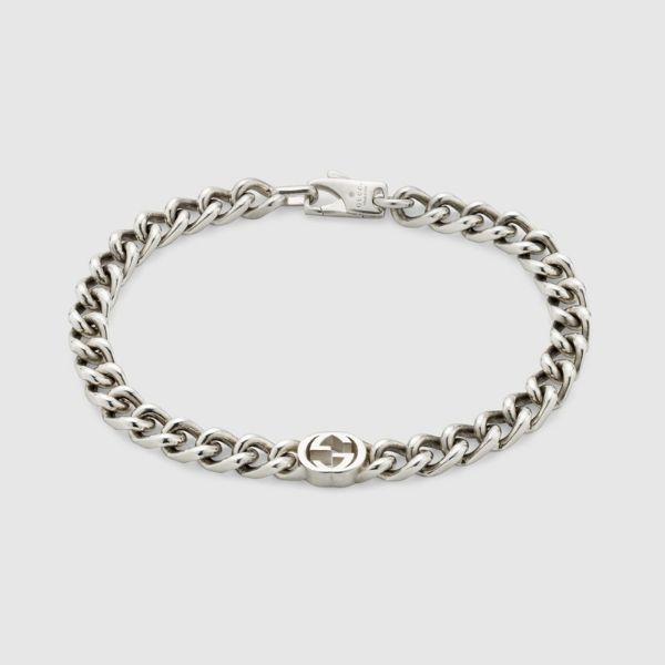 圖片 GUCCI INTERLOCKING 雙G古巴仿舊手鍊 925銀 飾品 古馳