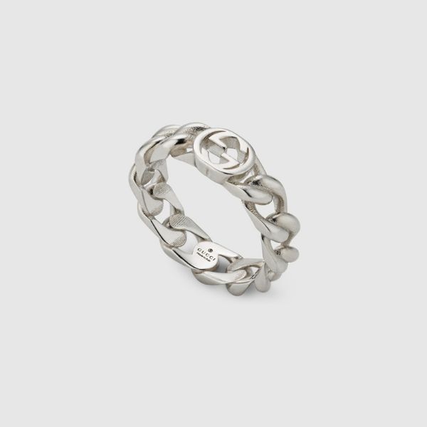圖片 GUCCI INTERLOCKING 古巴鍊造型細環戒指 925銀 飾品 古馳