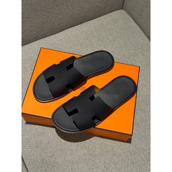 圖片 Hermes 愛馬仕 深藍配色 小牛皮材質 男生 H logo拖鞋