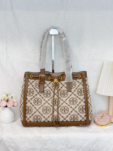 圖片 Tory Burch｜TB 專櫃款 T Monogram 系列 抽繩托特包 - 小款