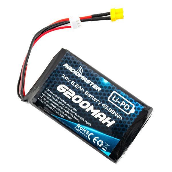 【RadioMaster】6200mAh 高容量航模遙控器鋰電池｜2S 7.4V 超長續航 雙接頭版