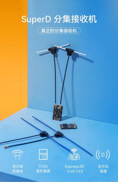 BETAFPV SuperD分集接收機穿越機FPV長距離ELRS 2.4G/915/868MHz