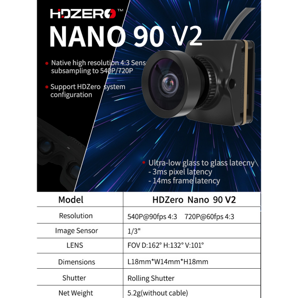 【RunCam／HDZero】Nano 90 V2 90fps 數位 FPV 相機
