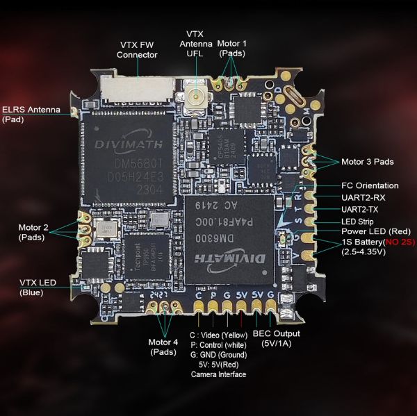【HDZero】AIO5 飛控板｜內建ELRS接收+HDZero圖傳｜1S Whoop機最佳搭檔