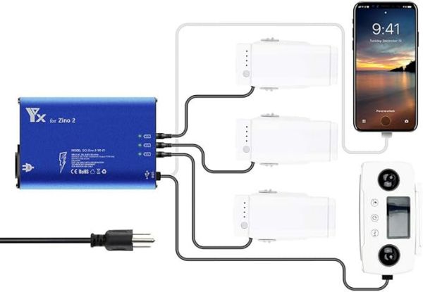 Hubsan Zino 2 電池充電器，IRCtek 5 合 1 快速充電器 Hubsan Zino 2 充電集線器  Hubsan Zino 2 電池充電器Zino 2 Plus 電池和遙控器（不含電池）