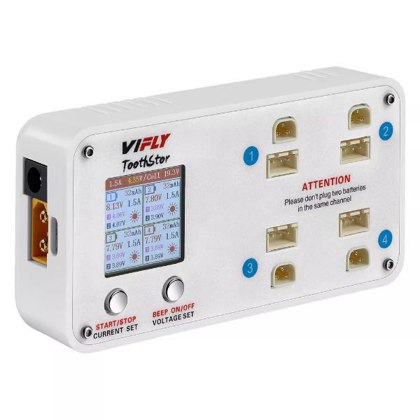 【VIFLY】ToothStor 四路 2S 平衡充電器｜儲存模式