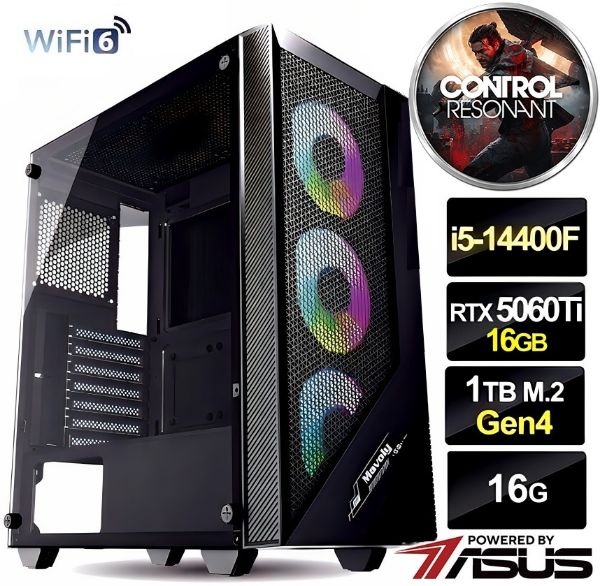 圖片 控制:共振】全新 十核 I5 華碩 WIFI 雙風扇 RTX5060TI O16G 電競 1T 金牌 電腦 主機【APEX