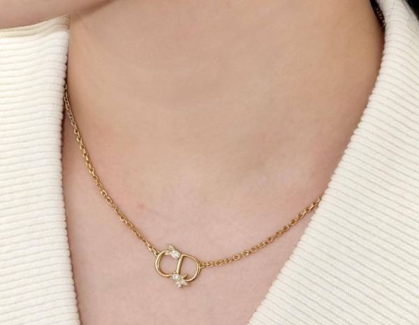 圖片 《在台現貨最低特價  最新》Dior 鈴蘭花鈴和葉子金色飾面項鍊