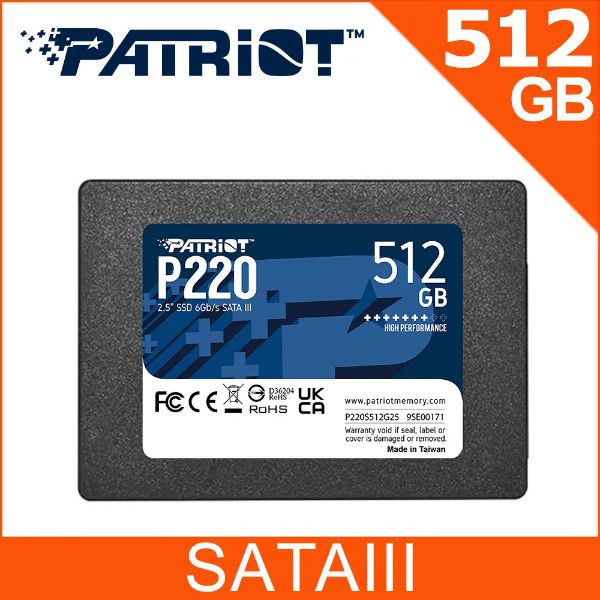 圖片 PATRiOT P220 512GB/2.5吋/SATA III/讀550/寫500【三年保】