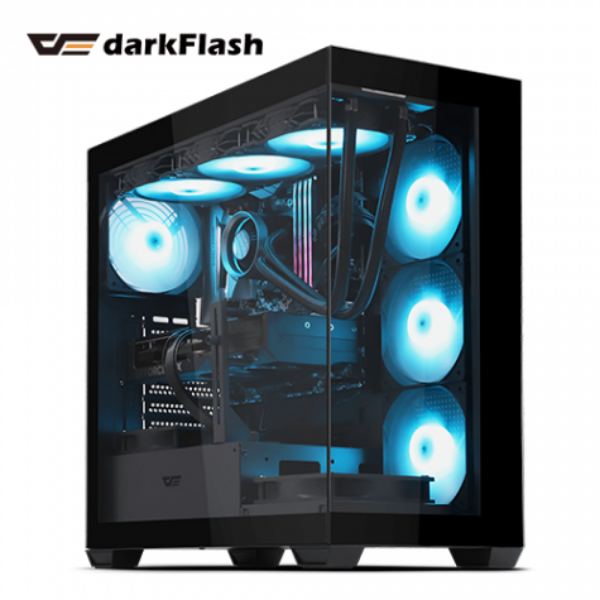 圖片 darkFlash DS900 黑 顯卡長42.5/U高17/全景玻璃透側/ARGB風扇*4/含顯卡支架/ATX