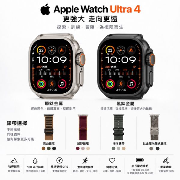 圖片 Apple Watch Ultra 4 手錶 (台灣公司貨)