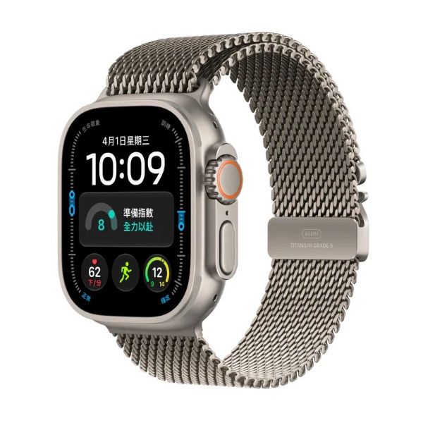圖片 Apple Watch Ultra 4（49mm, 鈦金屬錶殼, 鈦金屬米蘭式錶環）
