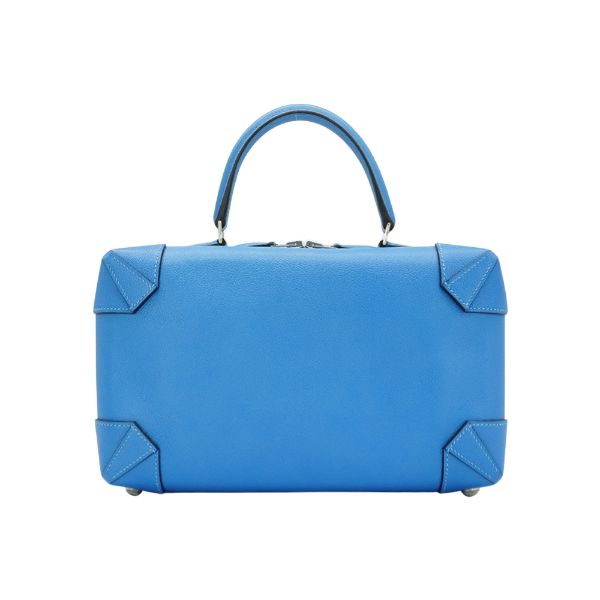 圖片 Hermes 展示品 Maxibox 29 羊皮銀釦手提方包(BLEU藍)