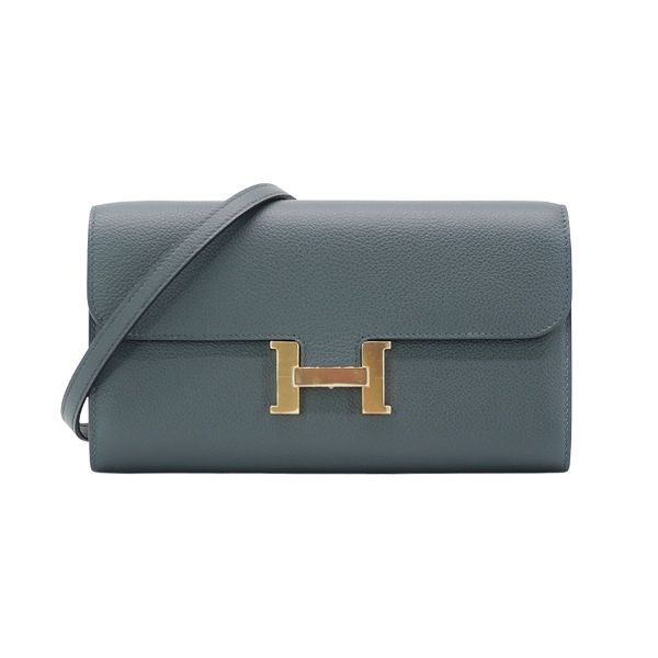 圖片 Hermes Constance To Go Epsom牛皮金釦長夾/斜背兩用包(AO積雨雲灰)