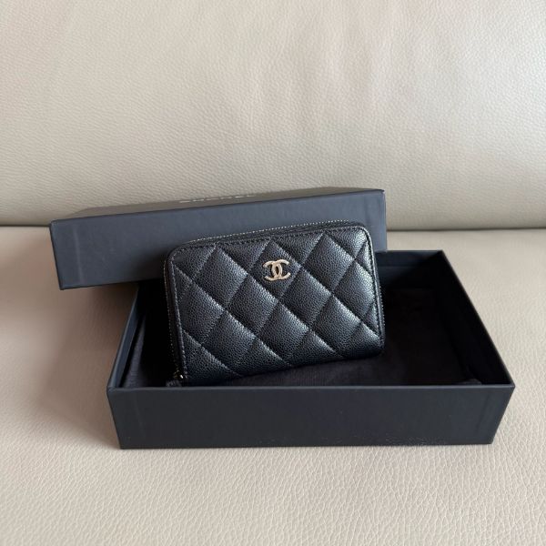 圖片 MY精品 -  Chanel 大ㄇ拉 內拉鏈錢包 黑金