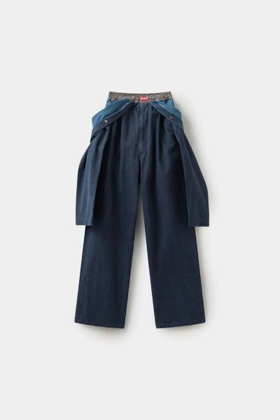 Focus Store SSSTUFFF Fake Overall Pants "Black" 黑色 假兩件拼接寬褲