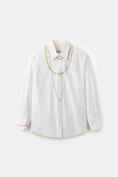 Focus Store SSTUFFF Fancy Embroidery Pearl Shirt "White" 