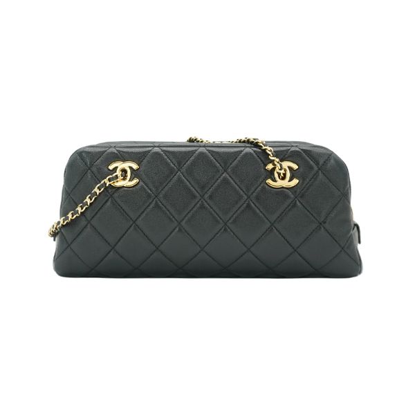 圖片 Chanel 金雙C菱格羊皮皮穿金鍊波士頓包(AS6406-黑)