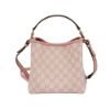圖片 Gucci 展示品 GG Emblem 帆布拚牛皮水桶二用包(815118-粉)
