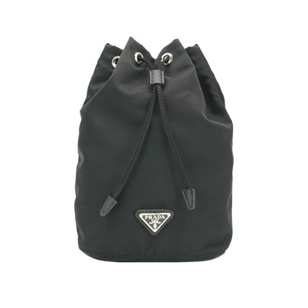 圖片 Prada 再生尼龍銀三角logo束口收納袋包(1NA369-黑)