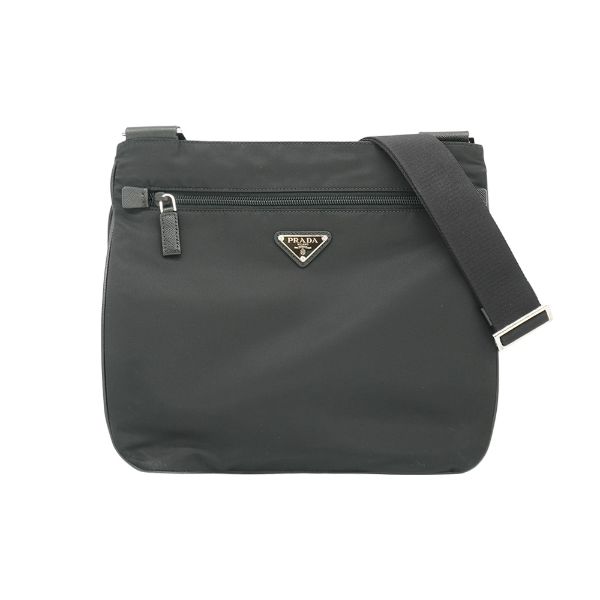 圖片 Prada 再生尼龍銀三角logo扁斜背包(2VH563-黑)