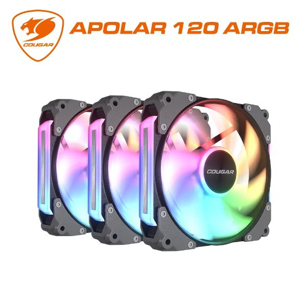 圖片 【美洲獅 COUGAR】APOLAR 120 ARGB 黑色 三件組 12cm機殼風扇