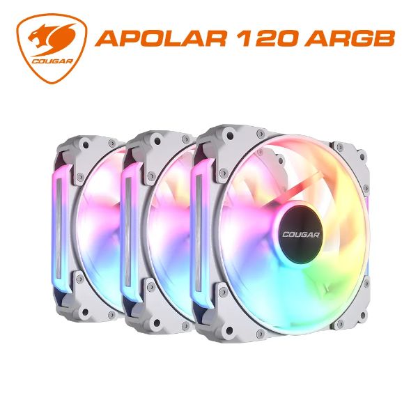 圖片 【美洲獅 COUGAR】APOLAR 120 ARGB 白色 三件組 12cm機殼風扇