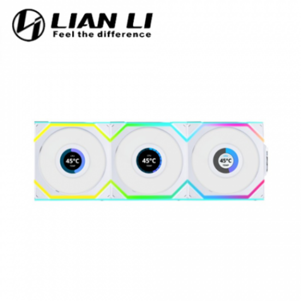 圖片 【聯力 LIAN LI】UNI FAN SL Wireless 反向（LED/LCD） 白色 三入組（含控制器） 12cm ARGB機殼風扇