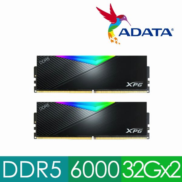 圖片 威剛 ADATA XPG Lancer RGB DDR5-6000 CL30 64GB(32G×2) 黑
