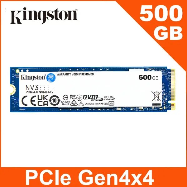 圖片 Kingston 金士頓NV3 500GB Gen4 PCIe SSD 固態硬碟 (SNV3S/500G)