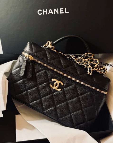 圖片 CHANEL  AP4407荔枝皮大 CC logo LP 飯盒包 黑