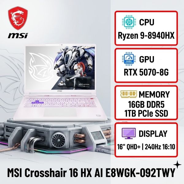 圖片 ⭐️MSI 微星Crosshair 16 HX 16吋  (Ryzen 9-8940HX/16GB/1TB/RTX 5070-8G/W11/E8WGK-092TWY)	⭐️