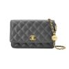 圖片 Chanel 展示品 金雙C菱格紋羊皮金球Woc手拿/斜背包(AP1450-灰)