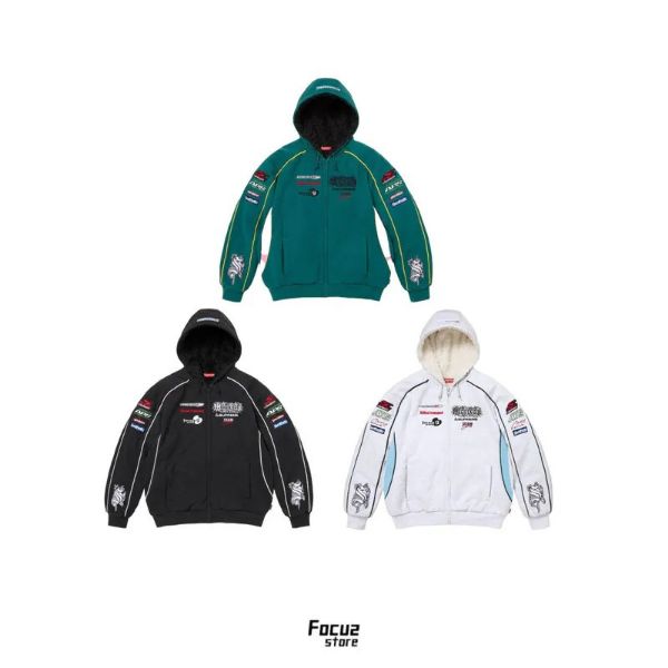 Focus Store Supreme FW26 Week3 Racing Lined Zip Up Hooded Sweatshirt 