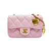 圖片 Chanel 羊皮霧金金屬愛心鍊帶迷你斜背口蓋包(AS3456-淡粉)