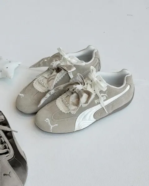 圖片 PUMA SPEEDCAT BLOOM 芭蕾 蝴蝶結 緞帶 珍珠 奶杏 賽車鞋