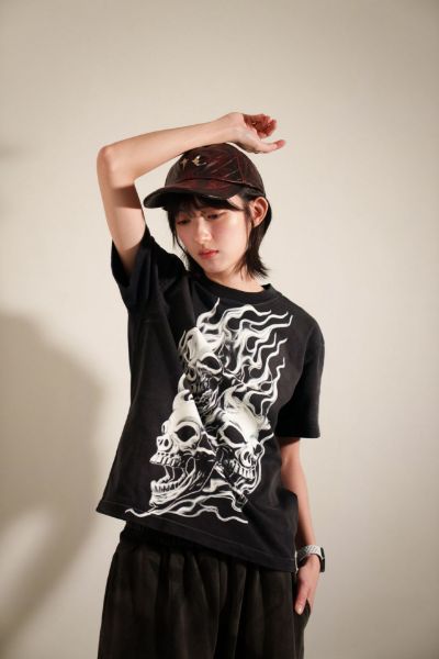 Focus Store Thug Club Three Riding Skull Dirt T-Shirt 