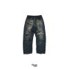 Focus Store Thug Club Skull Stitch Ripped Denim Pants