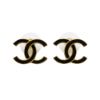 圖片 Chanel 黑雙C logo琺瑯針式耳環(金)
